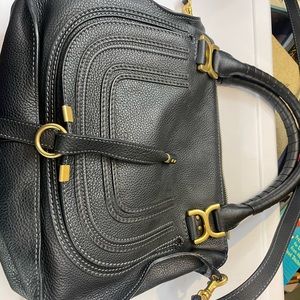 Chloe black pebble leather shoulder and crossbody bag.